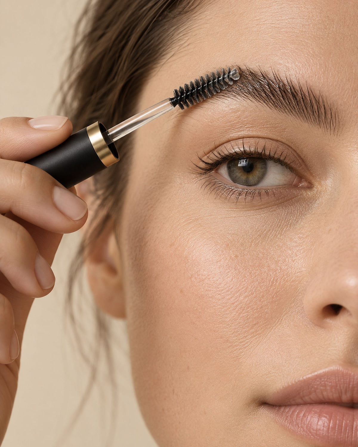 Sourcil fixé avec le gel transparent